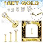 gglbz 18 k gold threadless push in labret stud 16g cz