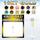 gibilzm bioflex labret with push in 10kt gold w round prong cz