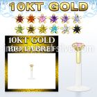 gibizsm bioflex labret with push in gold top w star prong cz