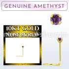 giscge1 10kt gold nose screw with a 2mm prong set amethyst stone