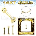 glbb25 14 karat gold labret 16g threadless push in ball