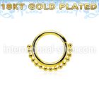 gpspv16 18k gold plated silver seamless septum ring,16g w beads