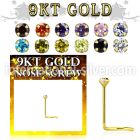 gsczm9 l shape nose studs gold 