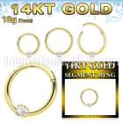 gsegh18z2 14 karat gold hinged segment hoop 18g prong set cz