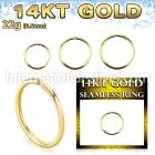 gsel22 14 karat yellow gold seamless nose ring hoop 22g