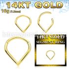 gsgha16 14k yellow gold hinged segment hoop 16g drop shaped