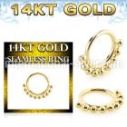gspv18 14 karat gold seamless nose hoop 18g chain balls