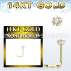 gszsrm1 14karat solid gold nose screw 3mm prong set star cubic zirconia stone