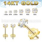 gzr 1pair 14 karat yellow gold ear studs cz