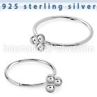 hptsv silver seamless nose ring hoop triple balls top