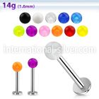 lbuvb4 steel 14g labret stud acrylic uv reactive ball