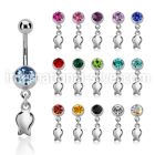 mcd767 steel belly banana, 14g w jewel ball w a dangling tulip 