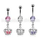 mcdz590 steel belly banana w cz dangling crown w cz