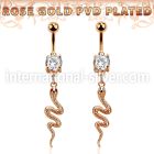 mdrz728 rosegold pvd plating steel curved barbell cz snake
