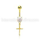 mgocrs gold steel belly banana w opal  plain simple cross
