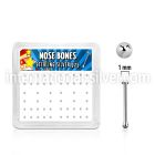 nbmx5 box w 52 silver nose bones, 22g w 1mm flat round tops