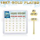 nbtsv36g 18k plating silver nose bones triple balls 36pcs