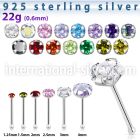 nbz sterling silver 22g nose bone round cz