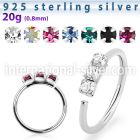 nham 925 sterling silver seamless nose ring 1.5mm prong set color crystals