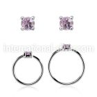 nhge1 silver nose ring w a 2mm amethyst in casting prong set