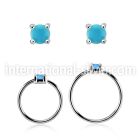 nhge7 silver nose ring w a 2mm turquoise in casting prong set