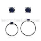 nhge9 silver nose ring w 2mm blue sapphire casting prong set