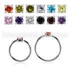 nhz2 silver nose ring w a 2mm cz in casting prong set