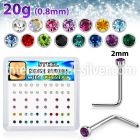 nlc20xm surgical steel nose studs round color gem tops
