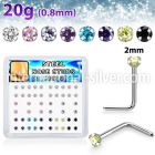 nlzr2xm surgical steel nose studs prong set round mixed cz