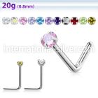 nlzr surgical steel nose stud 1.5mm and 2mm cz round stone