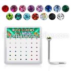nw9mbx box of silver nose screws, 20g w 1.5mm color crystal top