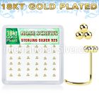 nwtsv36g 18k gold plating silver nose screws triple balls 36