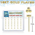 nytsv36g 18kt plating silver bend nose studs balls 36pcs