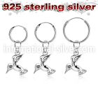 phod36 silver helix hoop earring w plain silver bird dangling