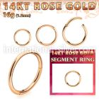 rsegh16 14 karat rose gold hinged segment hoop 16g