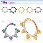 sgsh17 surgical steel hinged segment hoop bohemian cz stones