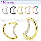 sgsh1 steel hinged segment hoop 16g cnc cz crescent moon