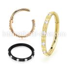 sgsh44t pvd plating steel hinged segment hoop 16g cz pyramid