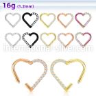 sgtsh27 pvd plating steel hinged segment hoop cnc cz heart
