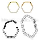 sgtsh34 pvd plating steel hinged segment hoop cnc cz hexagon