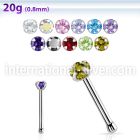snbzr15 316l steel nose bone, 20g w prong set 1.5mm round cz