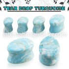 tgsc turquoise double flare saddle ear plug teardrop shape