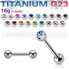 ubbe2c titanium straight barbell press fit gem balls