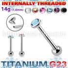 ubbimfb5 titanium barbell 14g flat gem top ball internal