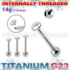 ubbinag5 titanium barbell 14g flat dome ball internal