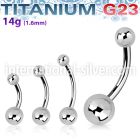 ubnb46 titanium curved barbell 14g titanium balls