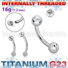 ubnb4injb4s titanium curved barbell 16g gem ball internal