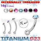 ubnbin11 titanium curved barbell flat back gem ball internal