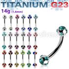 ubnec4 titanium g23 banana eyebrow ring w 4mm multi jewel ball