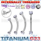 ubnin12 titanium curved barbell 16g color cz internal